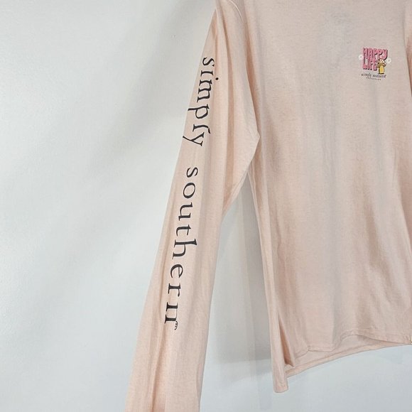Simply Southern Long Sleeve Graphic T Size Small Mushroom Happy Life Happy Mind - Picture 7 of 14